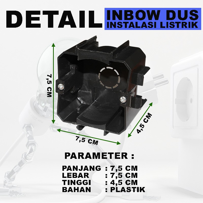 EELIC IBD-SEGI HITAM 1 PCS  INBOW DUS SEGI DUS TANAM UNTUK STOP KONTAK DAN SAKLAR IB