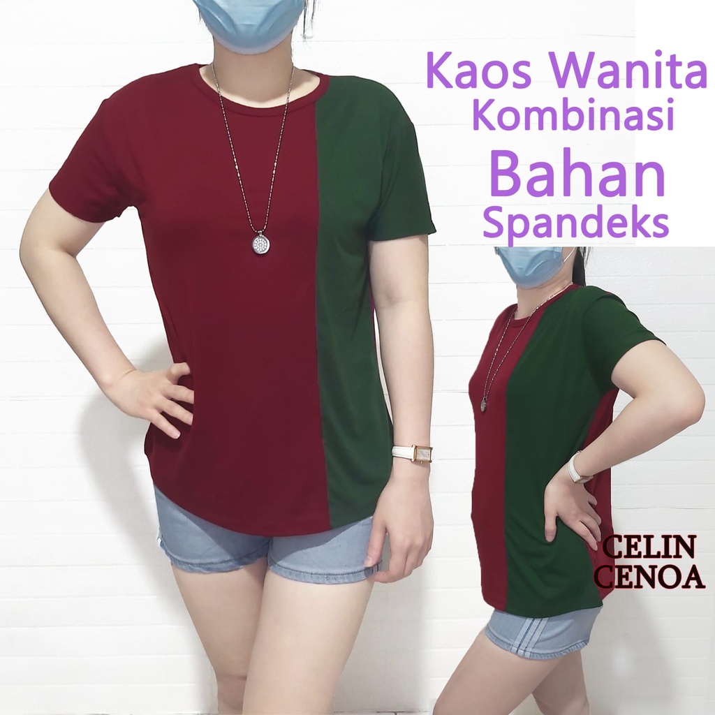 kaos wanita atasan wanita kombinasi t shirt wanita kaos oblong