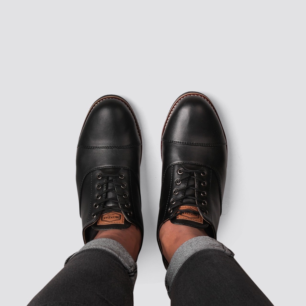 OXFORD BLACK (Original) - Sepatu Formal Pantofel Pria Casual Kulit Kerja Kantor Pantopel Original