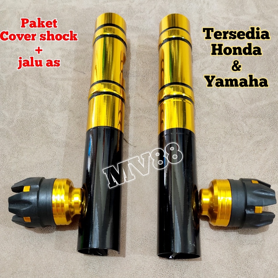 JALU AS + COVER SHOCK DEPAN YAMAHA MIO J M3 FINO XEON SOUL BEAT VARIO SCOOPY SEMUA TAHUN - GOLD Sent
