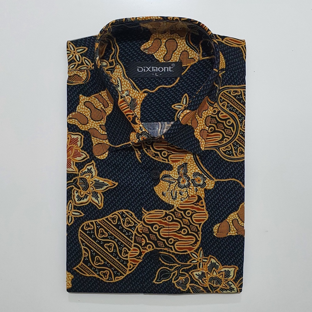 Kemeja Batik Pria Lengan Pendek BS51 Katun Motif Modern Dixmont Semi Slimfit Premium