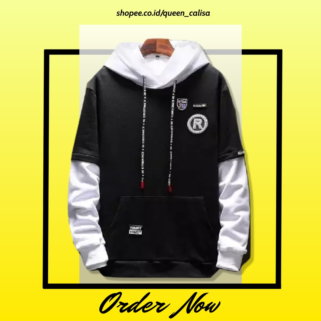 JAKET Sweater Hoodie  Pria R REGLAN FLEECE Lengan Panjang 