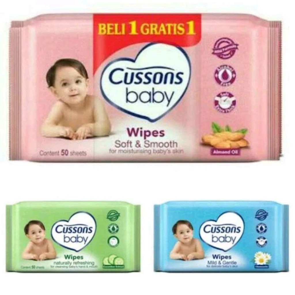 Cussons Tisu Basah 45s Beli 1 Gratis 1 Baby Wipes