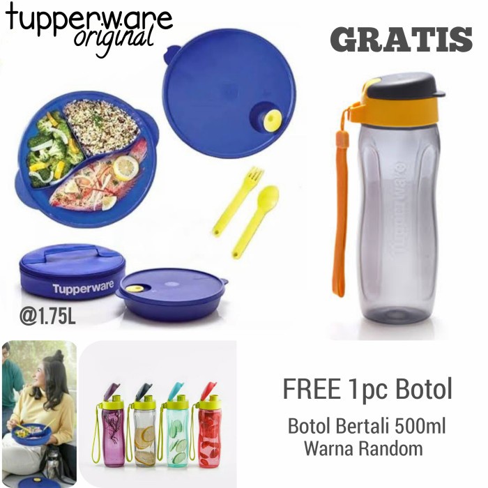 set-box-lunch- tupperware set crystalwave bekal lengkap kotak makan tas ori promo - besar freebotol