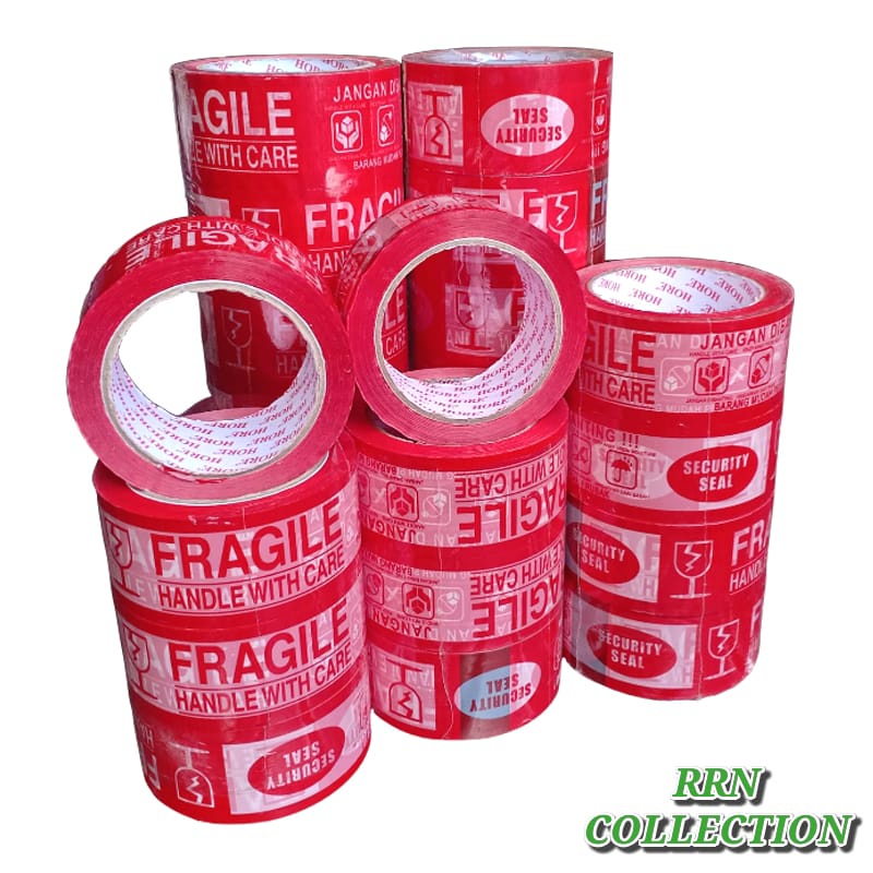 SOLASI FRAGILE 2 in 1/ISOLASI FRAGILE/lakban fragile/lakban fragile murah/lakban fragile putih merah