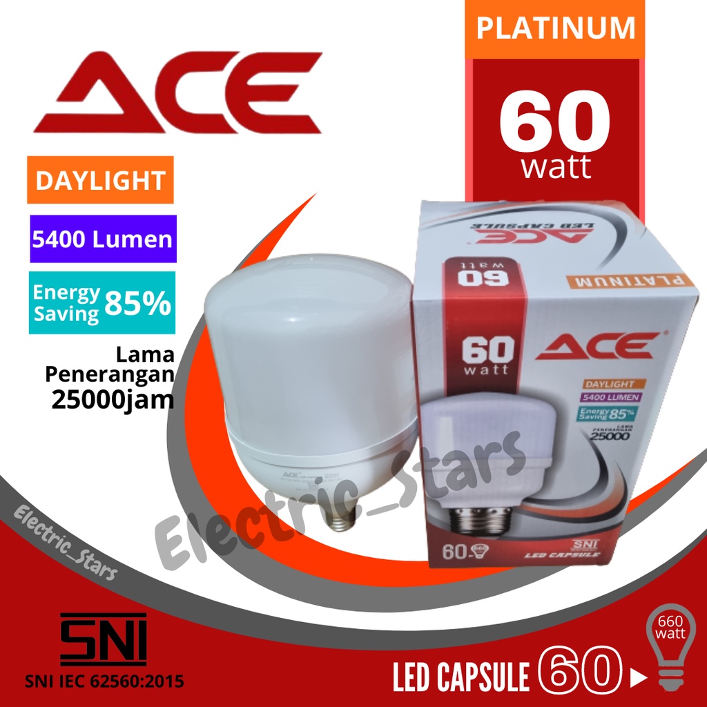 Bola Lampu 60 Watt LED Capsule Merk ACE