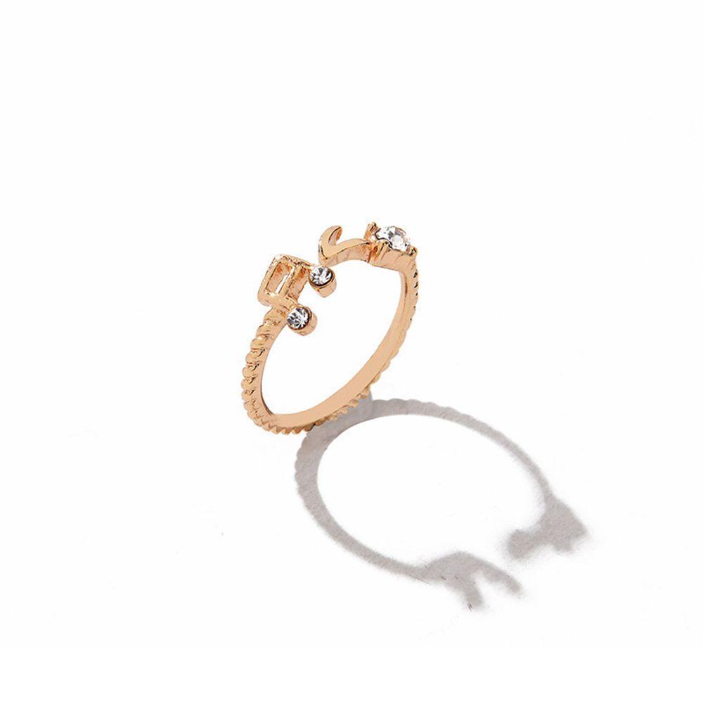 Cincin Desain Bunga Note Musik Warna Emas Silver Untuk Wanita