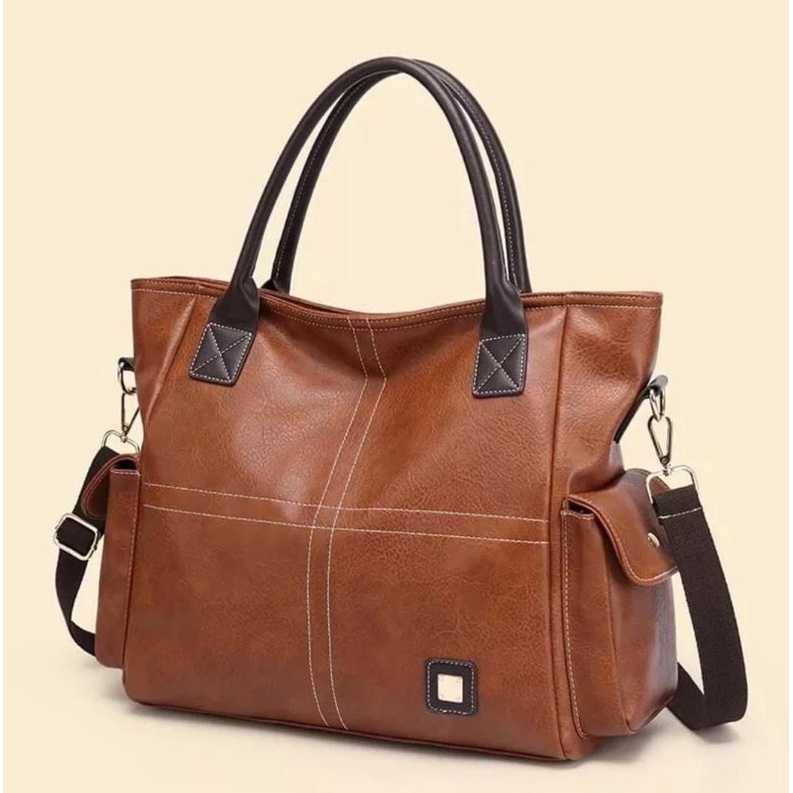 Tas Tote Bag Kulit Wanita Bisa Selempang Kapasitas Besar Tas Wanita Terbaru Tas Selempang Wanita Bat