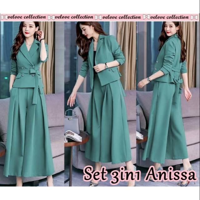 SETELAN WANITA BLAZER KULOT ANISSA 3IN1 (ECL)