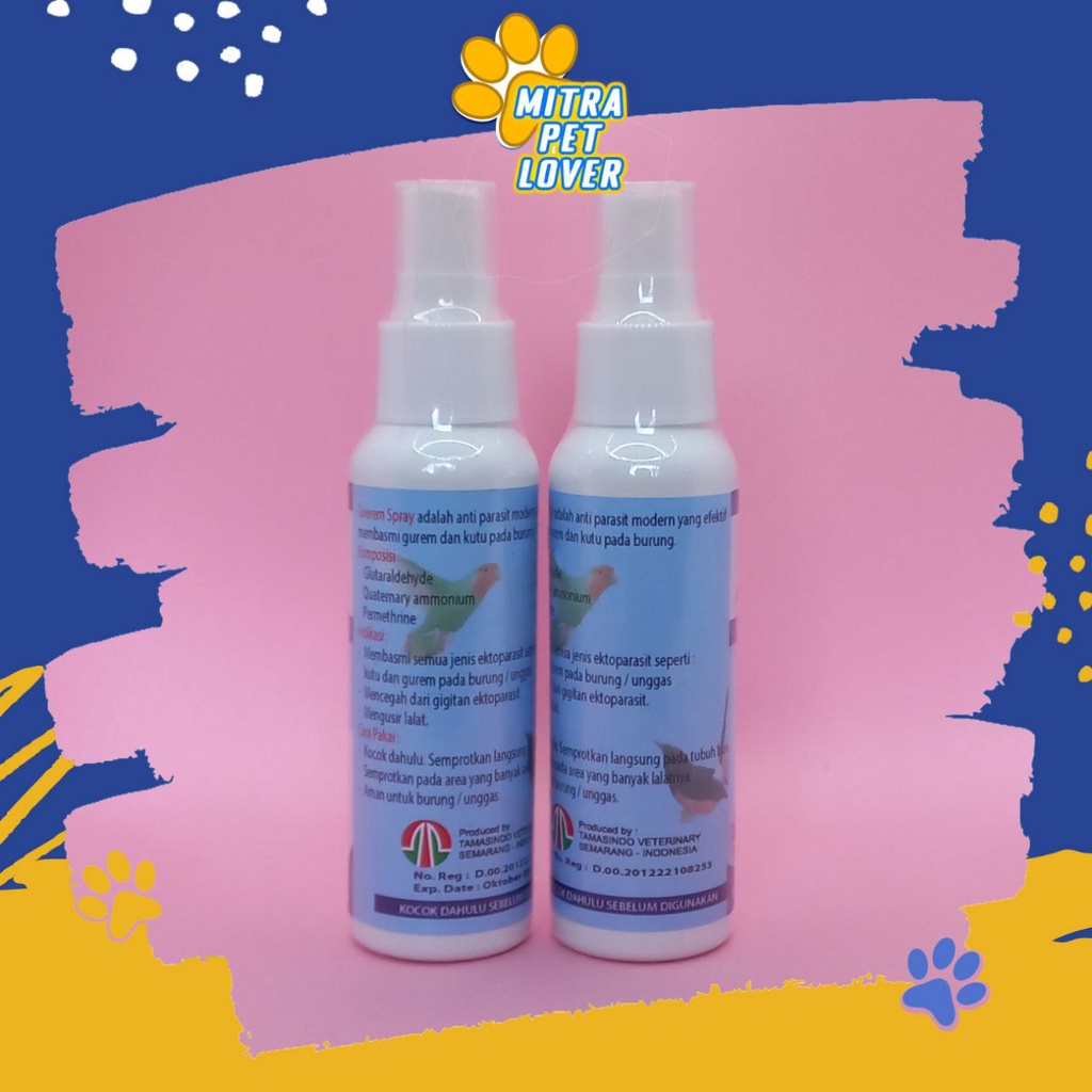 OBAT GUREM BURUNG - GOEREM BURUNG SPRAY 120 ML ORIGINAL - CAIRAN SEMPROT BASMI KUTU JAMUR PADA UNGGAS BIRD AMPUH SEHAT - MURAH - ASLI BERKUALITAS - PET ANIMAL HEALTHCARE TAMASINDO OBAT KESEHATAN &amp; VITAMIN TERNAK HEWAN BINATANG PELIHARAAN MITRAPETLOVER