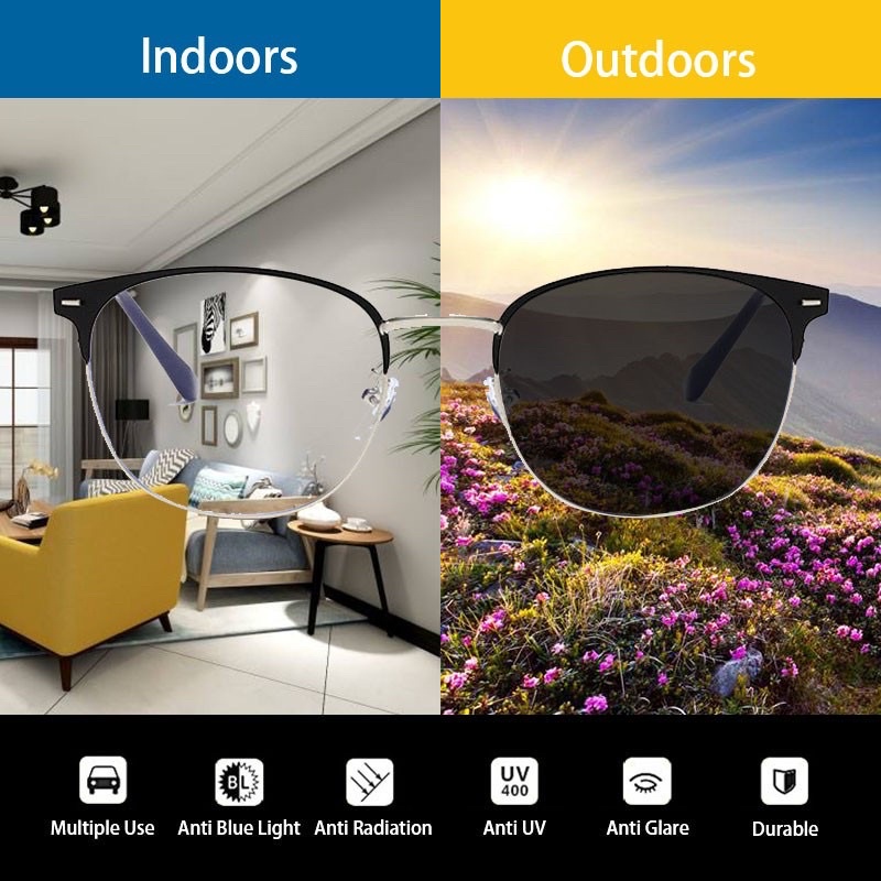 Kacamata Lensa Photocromic 2 In 1 Anti Radiasi Wanita Pria 1924 Kacamata Komputer Anti Silau Blue Ray Radiasi Korea KC010 (PTC002)-5