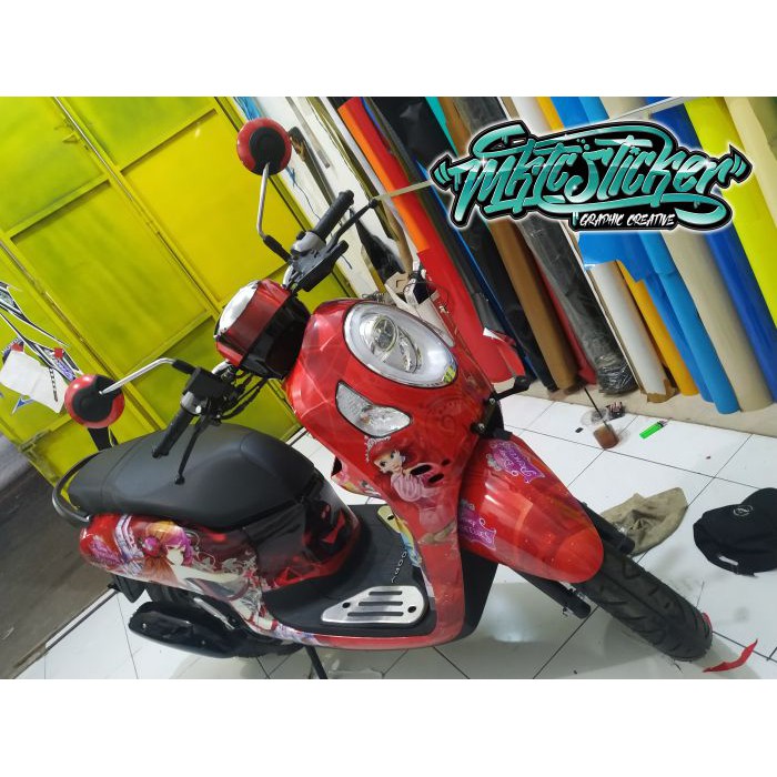stiker scoopy new terbaru motif anime girl merah