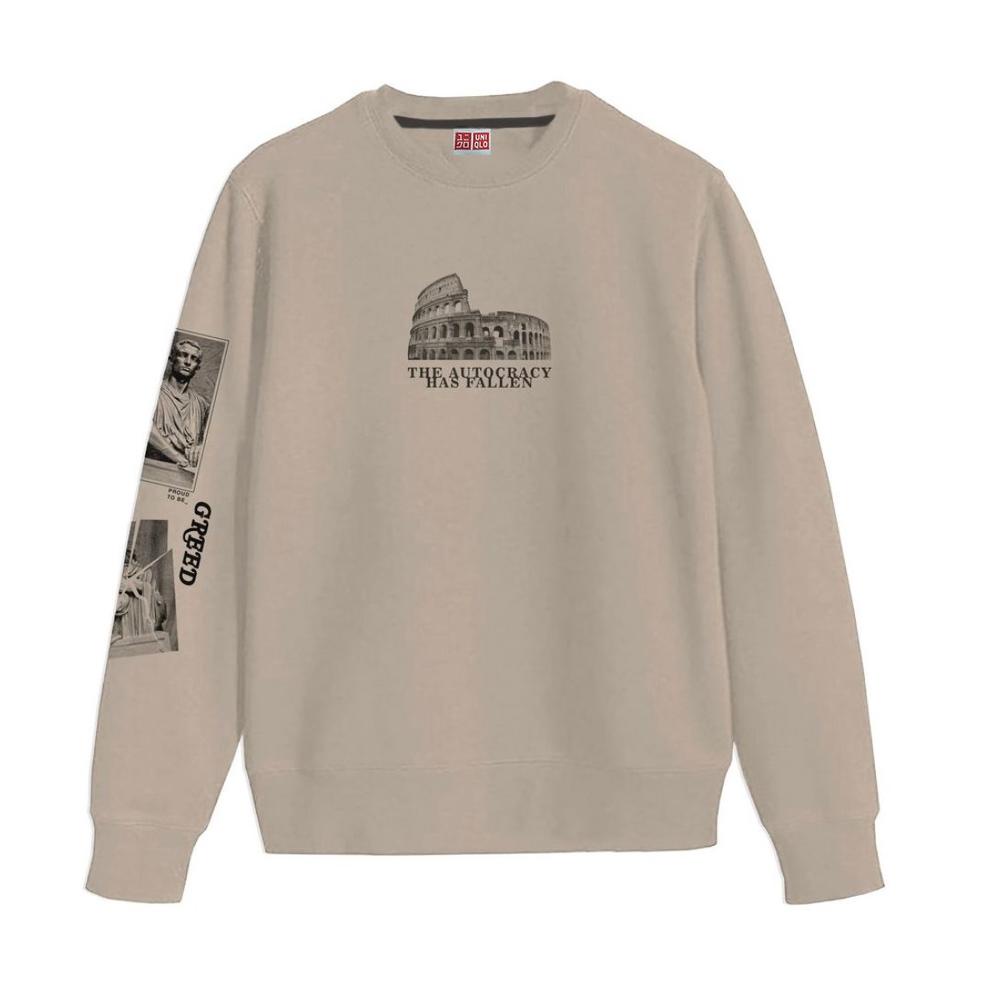 Sweater Crewneck Autocracy Cream Full Lebel Uniqlo // Jaket Russ Sweatshirt West Tokyo West South No