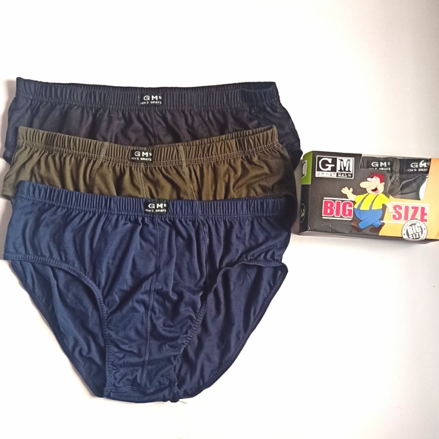 3 Pcs Celana Dalam Pria GM BIG SIZE - Great Male JUMBO - EXTRA LARGE CD Underwear Pakaian Dalam