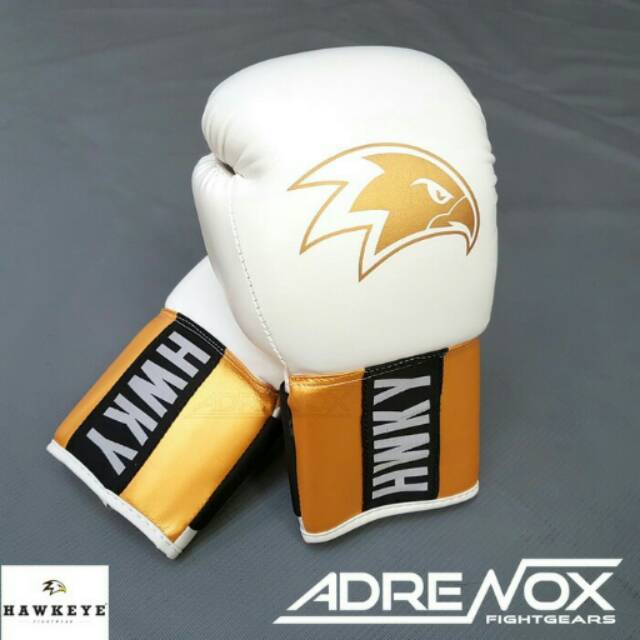 Hawkeye Fightwear Boxing Glove Strong World Clear Gold - Sarung Tinju Putih