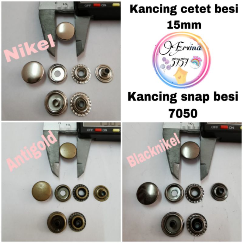 kancing cetet besi 15mm / kancing snap button 7050 / 5gross