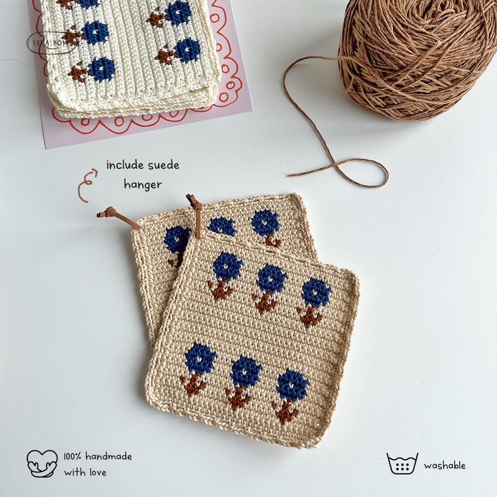 [NEW] Coaster Crochet Alas Tatakan Gelas Bahan Rajut Handmade - Bloom Crochet Coaster by Suka Home