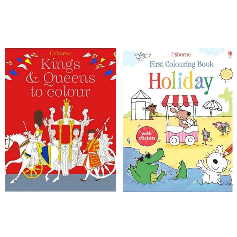 

Usborne Kings & Queens to Colour Book & First Colouring Book Holiday / Buku Sale