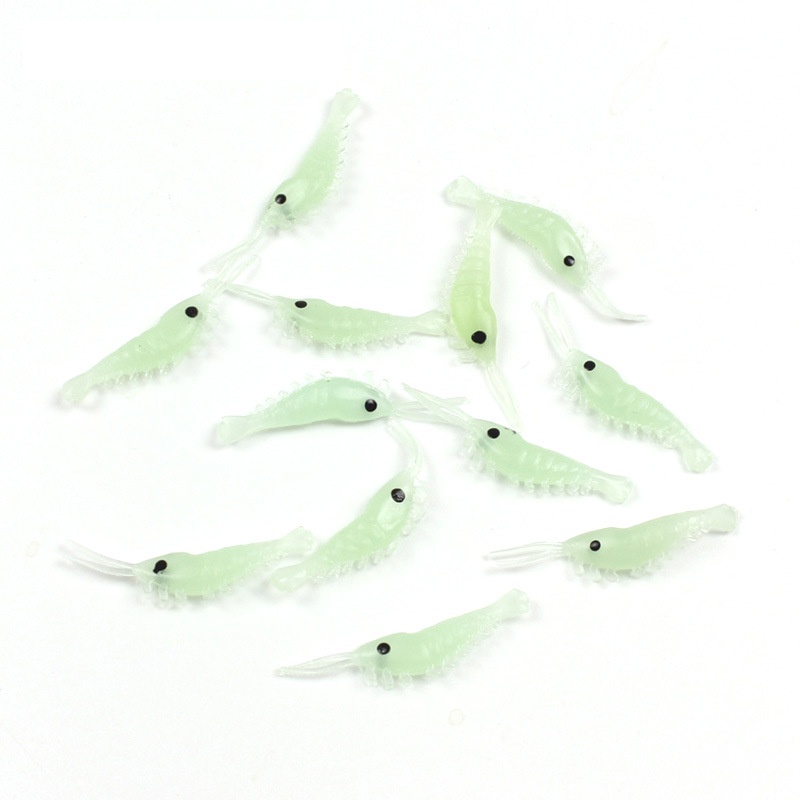 10pcs / 50pcs Umpan Pancing Bentuk Udang Lembut Luminous Ukuran 3.5cm 0.3g