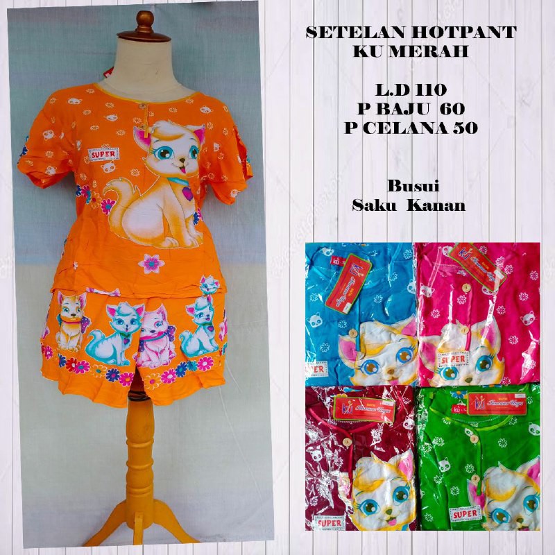 Daster Kencana Ungu Setelan Hotpants Label Merah