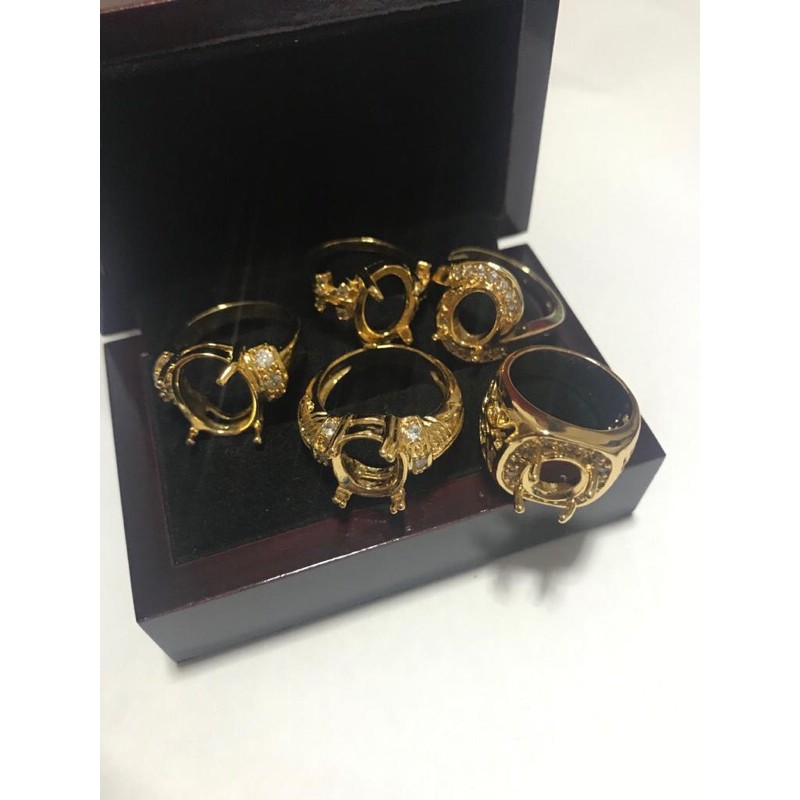 HARGA GROSIR Cangkang Cincin Wanita Elegant Mewah Kuning/Emas Permat