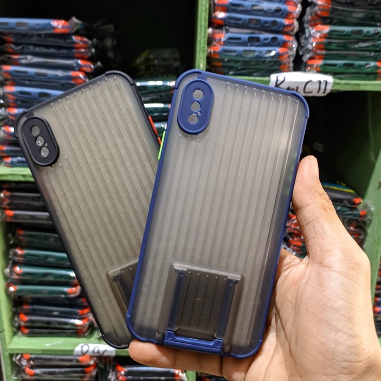 case koper 2 in 1 dudukan braket for iPhone Xs Max Dengan Pelindung kamera