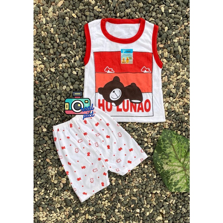 STELAN baju bayi laki laki perempuan murah lucu motif hulanao KUTUNG setelan 3-12 bulan ONE SIZE (SL018 RIB RANDOM)