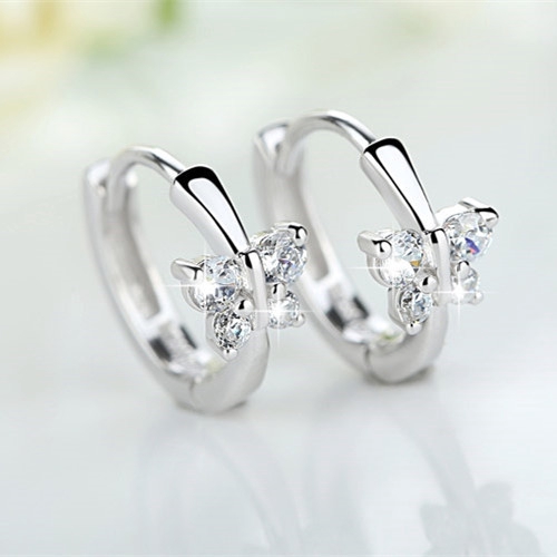 Berlian Set Anting-Anting Perak Kupu-kupu Anting-Anting Wanita Jepang Dan Korea Fashion Temperamen Anting-Anting Perak Lucu ai2-2759-AAA White Diamond