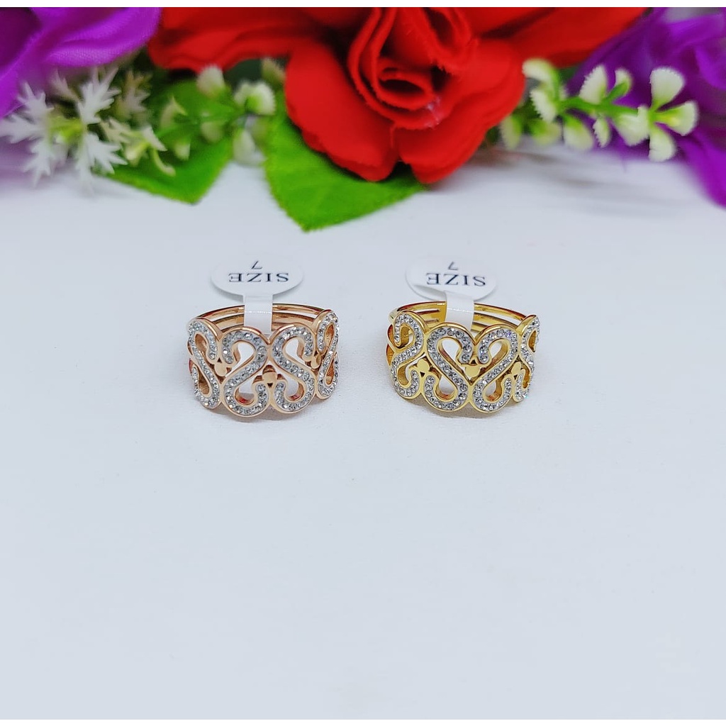 Cincin titanium permata full perhiasan wanita 0061.0062