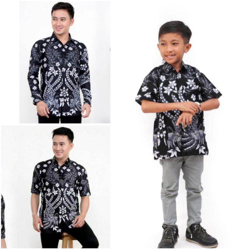 Couple Batik Ayah  Dan Anak Laki Laki - Kemeja Batik Ayah Dan Anak Lengan Pendek - Couple Ayah Anak