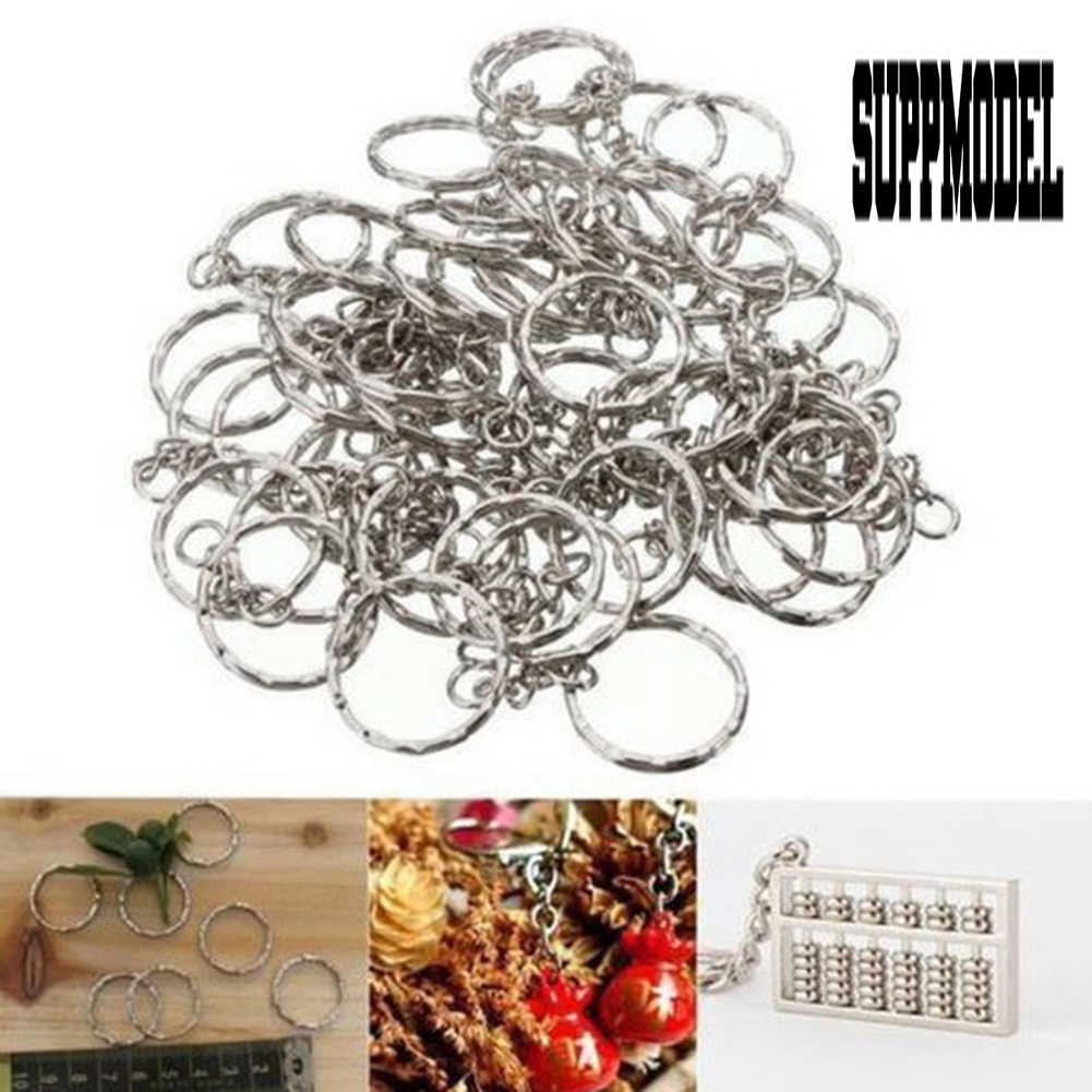 &lt; Suppmodel &gt; 50Pcs / Set Gantungan Kunci Kosong Bahan Metal Ukuran 25mm