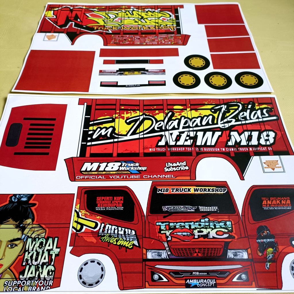 pola stiker truk oleng ukuran besar