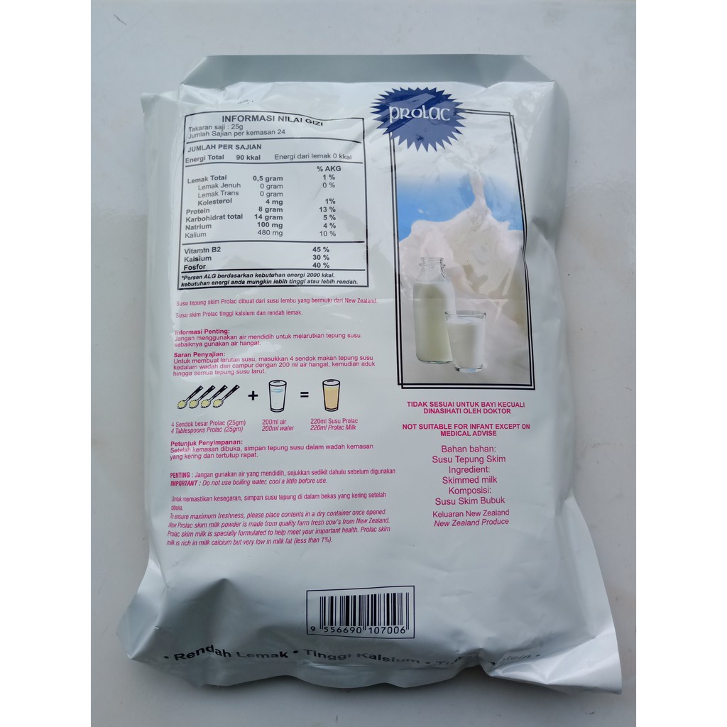 Susu Skim Bubuk Prolac 600gr / Skim Milk Powder Prolak Low Fat