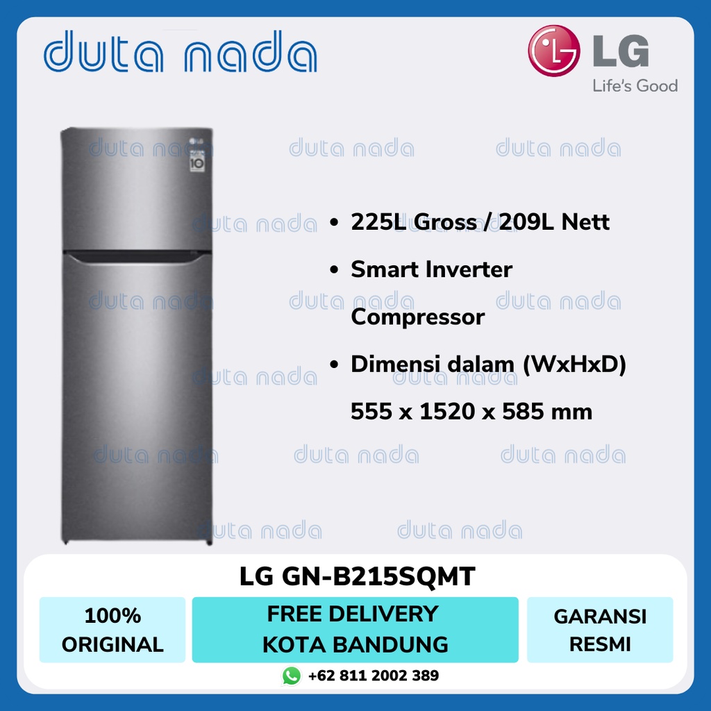 LG Kulkas 2 Pintu Smart Inverter GN-B215SQMT / GNB215SQMT