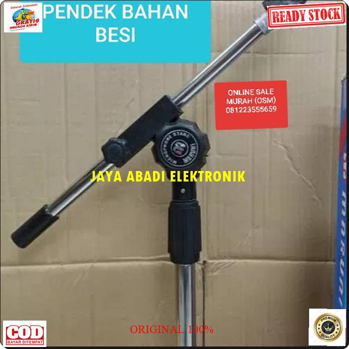 G108 ORIGINAL STAND MIC BESI 80 CM KAKI BULAT HOLDER MIK MIKROPON STANDING MICROPHONE TEMPAT GANTUNG TIANG PEGANGAN LANTAI UBIN PENYANGGA MIKROPON TIANG PEGANGAN KARAOKE MUSIK AUDIO SOUND DJ TRIPOD GANTUNGAN TABLE MEJA BRACKET BREKET UNIVERSAL CENTI METER