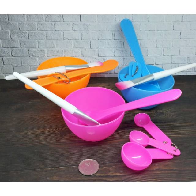 Mangkuk Masker Set Wajah Kosmetik DIY Kuas Murah 4 in 1