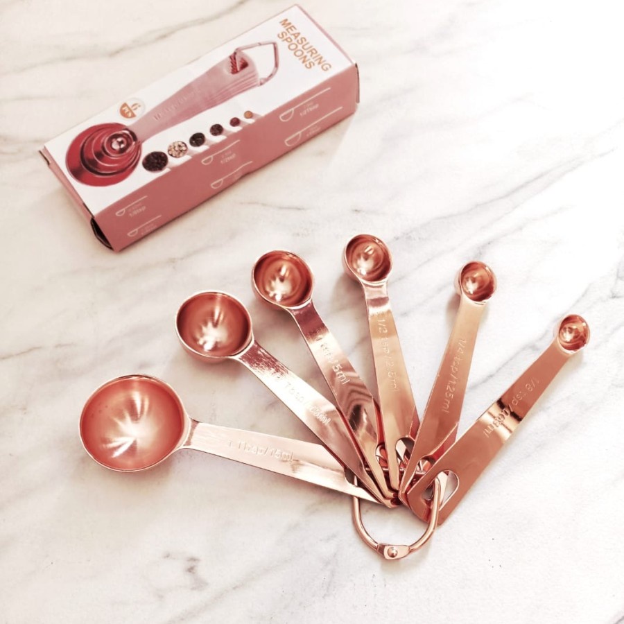 SENDOK TAKAR STAINLESS ROSEGOLD SENDOK UKUR SET 6 IN 1 MEASURING SPOON