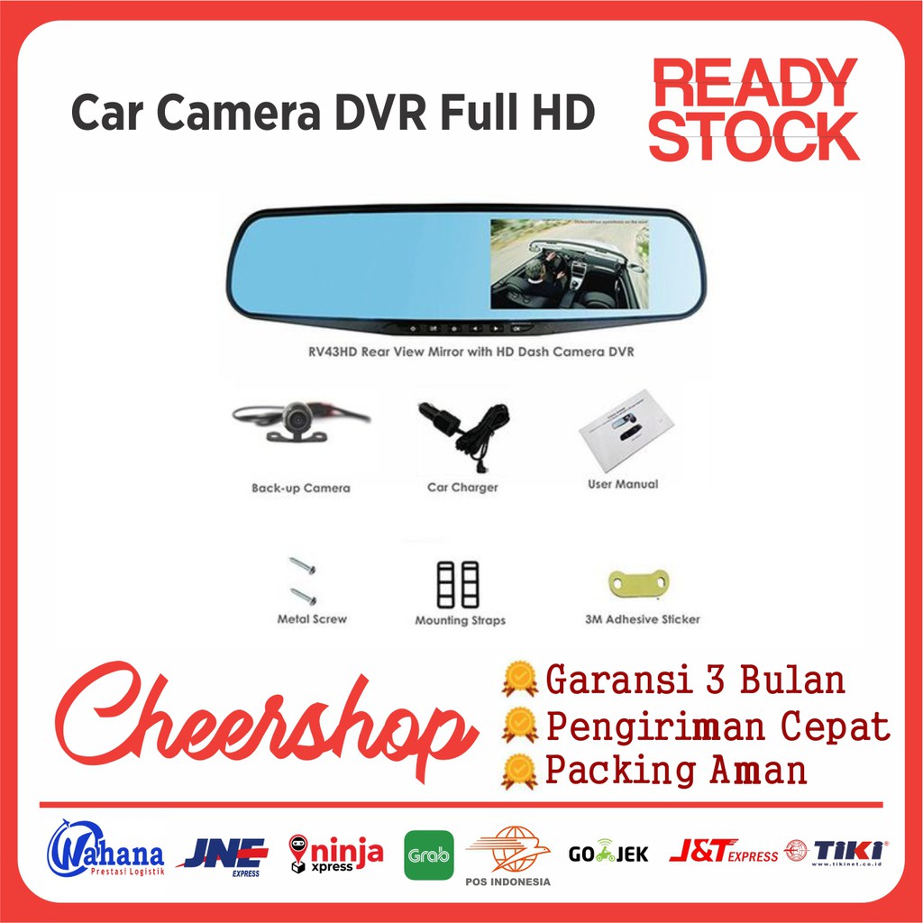 Car Camera DVR Full HD Mirror Spion Dasbor Mobil Cam Vehicle Blackbox