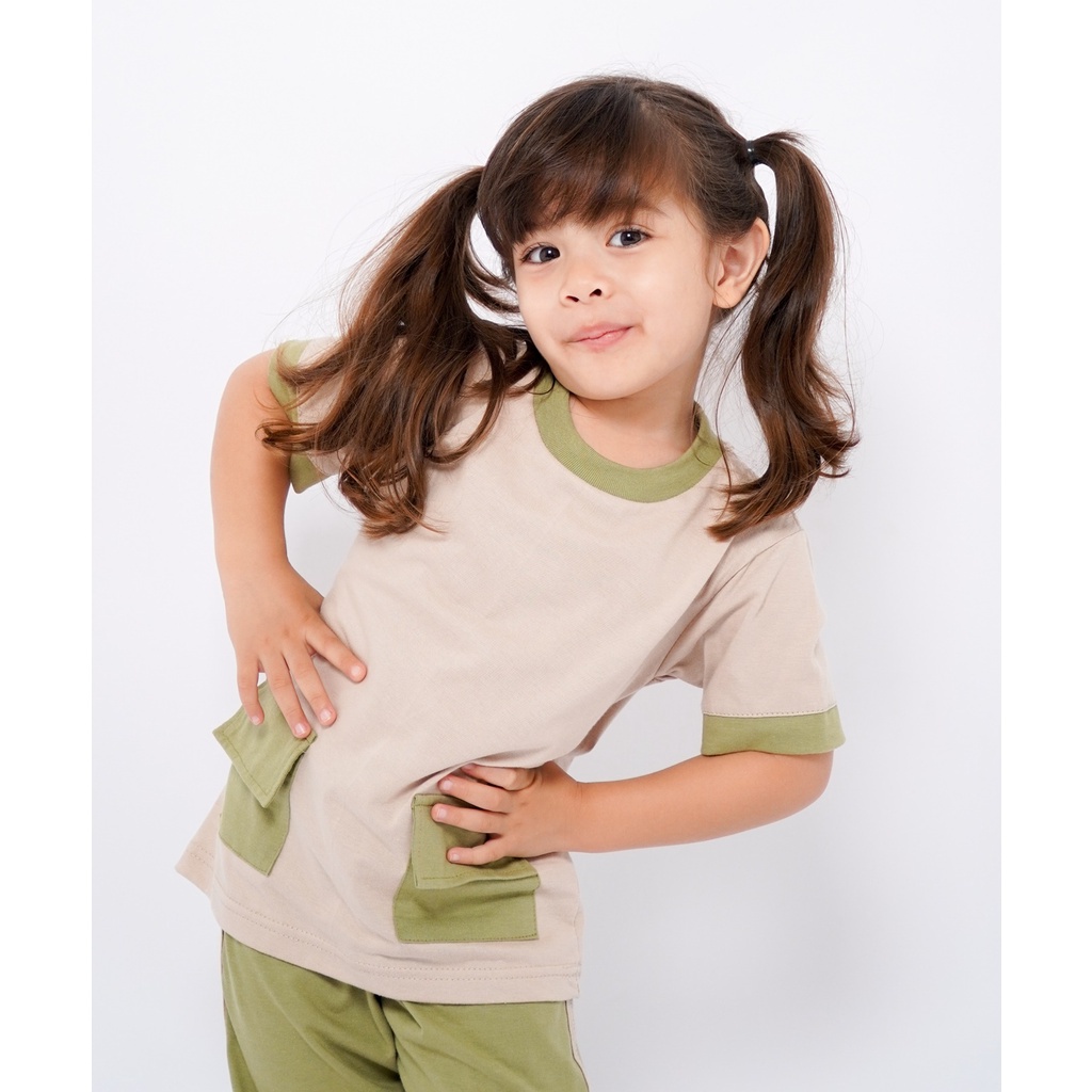 Playset Anak Earthy Series Setelan Kaos Pendek Celana Panjang Nyaman Gaya Bahan Premium