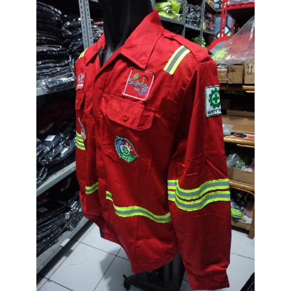 SERAGAM SAFETY MERAH FULL LOGO