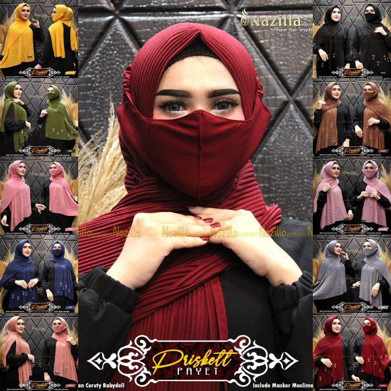 Hijab Pasmina Tali Instant Pliskett Payet Original Nazilla