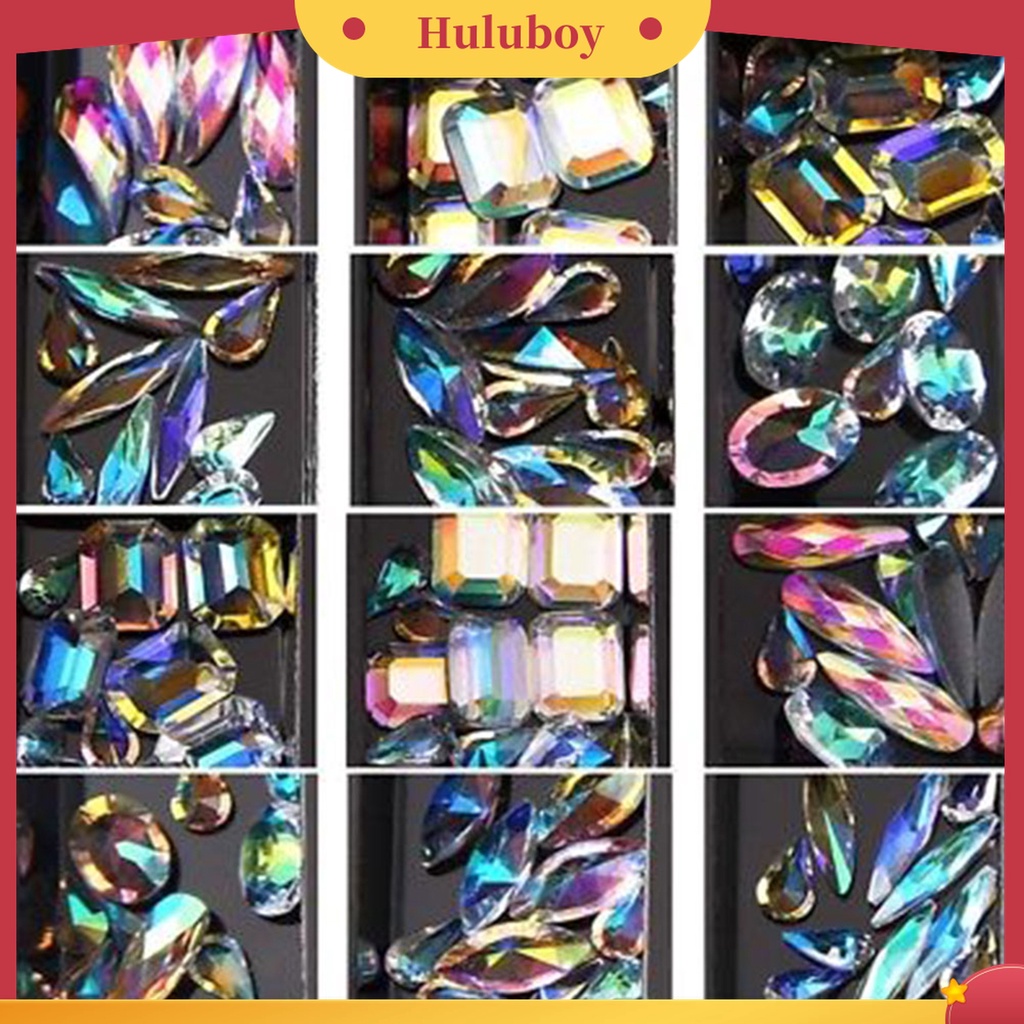 Huluboy Huluboy♡ 12 Kotak Stiker Kuku 3D Aneka Ukuran Warna Warni Untuk Nail Art