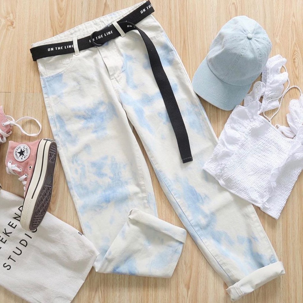 Boyfriend Tie dye Jeans Pants - Celana denim tiedye