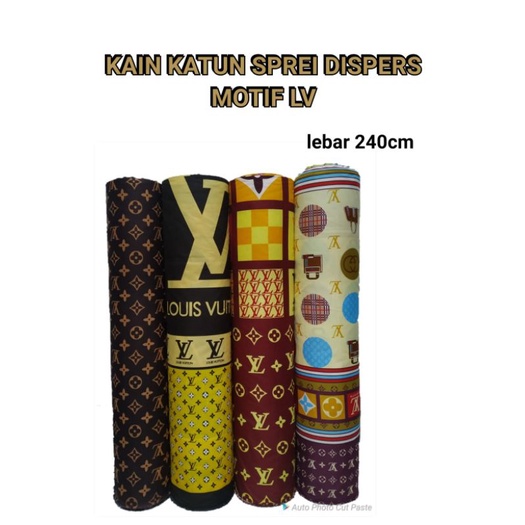 Bahan Kain Katun Sprei Dispers Motif LV Louis Vuitton / cotton dispersed seprei sprey halus murah