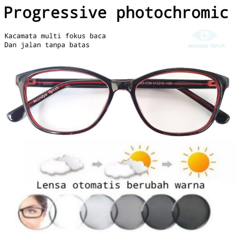 Progressive Kacamata Lensa Photocromic Baca Plus Atas Normal Bawah Plus Kacamata Progresif Shopee Indonesia
