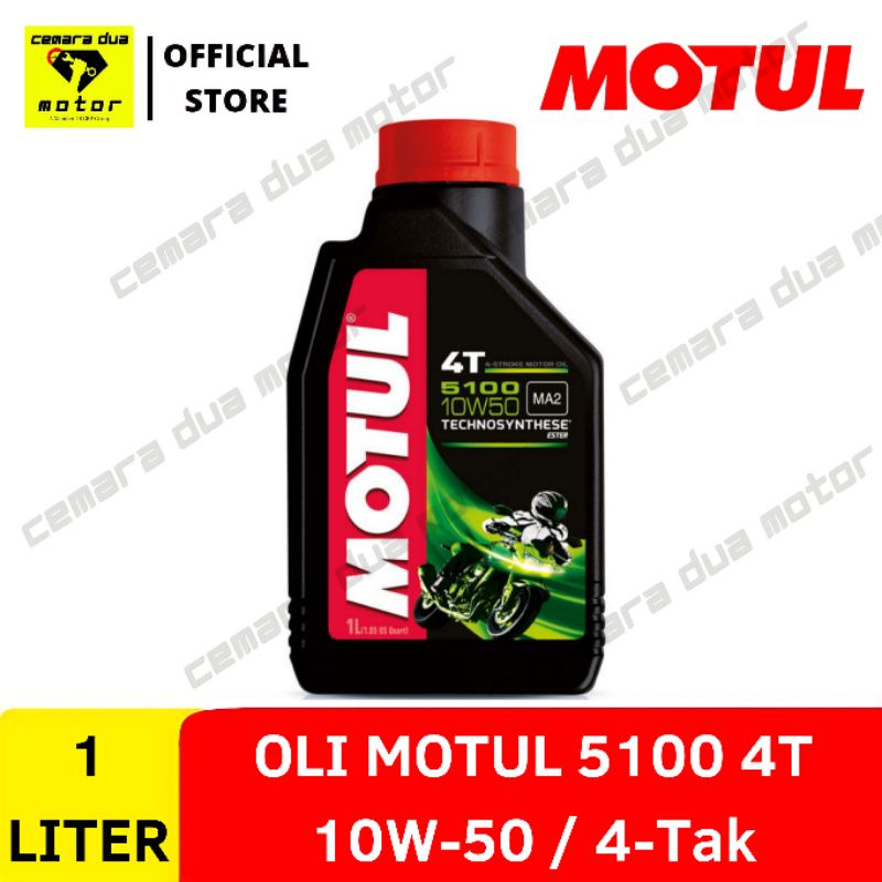 OLI MOTUL 5100 4T 10W-50 1 LITER TECNOSYNTHESE OLI MOTUL GREEN RED BLACK HIJAU HITAM MERAH OLI MESIN