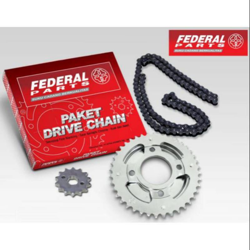GEAR GIR SET MERK FEDERAL PARTS YAMAHA (TIPE 428) VEGA ZR / JUPZ 115CC(ROBOT)