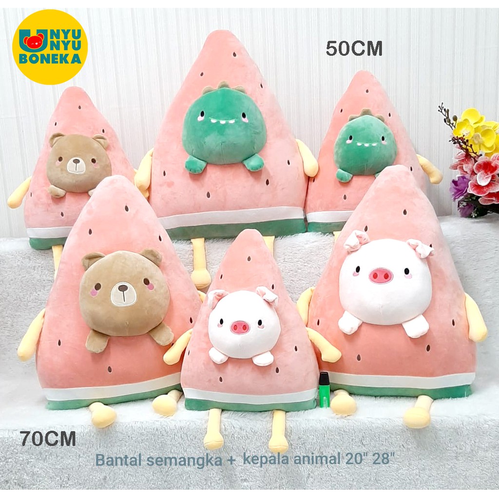 Boneka Bantal Semangka Cute Kepala  Animals Bear Dino Pig Impor Esklusif