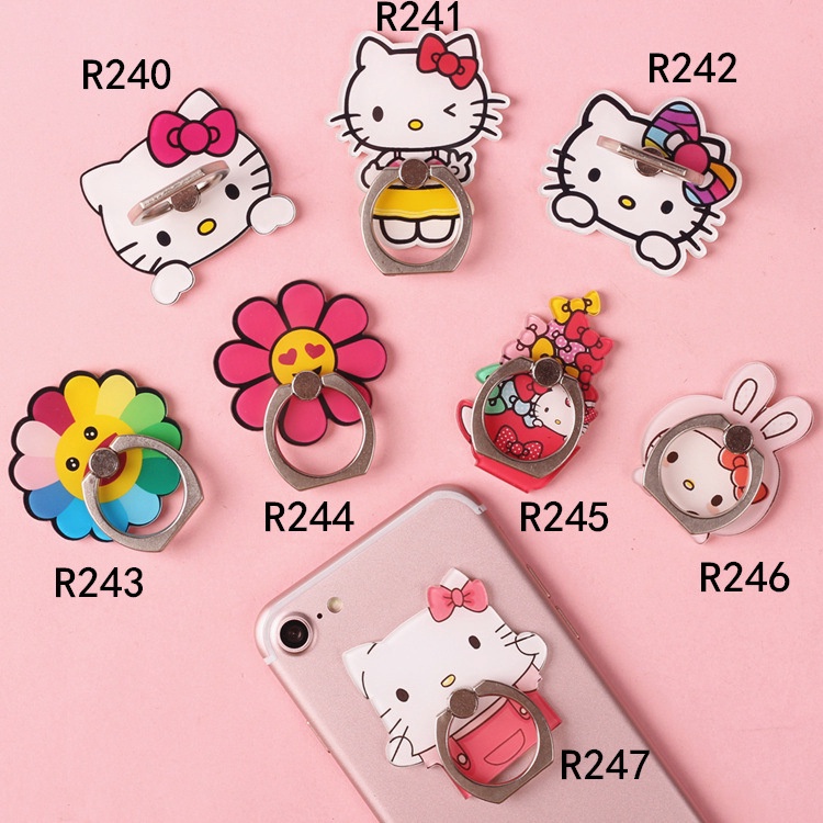 1pc Ring Holder Bentuk Hello Kitty Untuk Handphone Universal