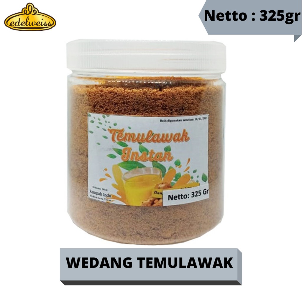 

Edelweiss Wedang Temulawak Instan+Gula Kelapa Langsung Seduh Minuman Herbal merk Edelweiss isi 325gr